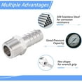 thumbnail image 6 of Stainless Steel Hose Barb Fitting,3/4" Hose Barb to 1/2" Male NPT, for Water Fuel Air (Pack of 2), 6 of 9