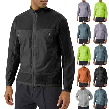 BVOFAR Sun Jackets for Men Lightweight UPF 50+ Long Sleeve Hoodies UV Protection Shirt for Hiking Golf Fishing Gray S