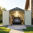 thumbnail image 3 of Patiowell 12x20 FT Outdoor Storage Shed, Heavy Duty Metal Shed with Large Double Doors & Windows, All-Weather Garage Carport for Full-Size Trucks, Lawn Mower & Tools, Black, 3 of 8