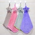 thumbnail image 4 of OULII Serviette Carrée Petite 5 Pcs en Polaire Corail Beige Serviette à Main Suspendue pour Usage Visage, 4 of 5