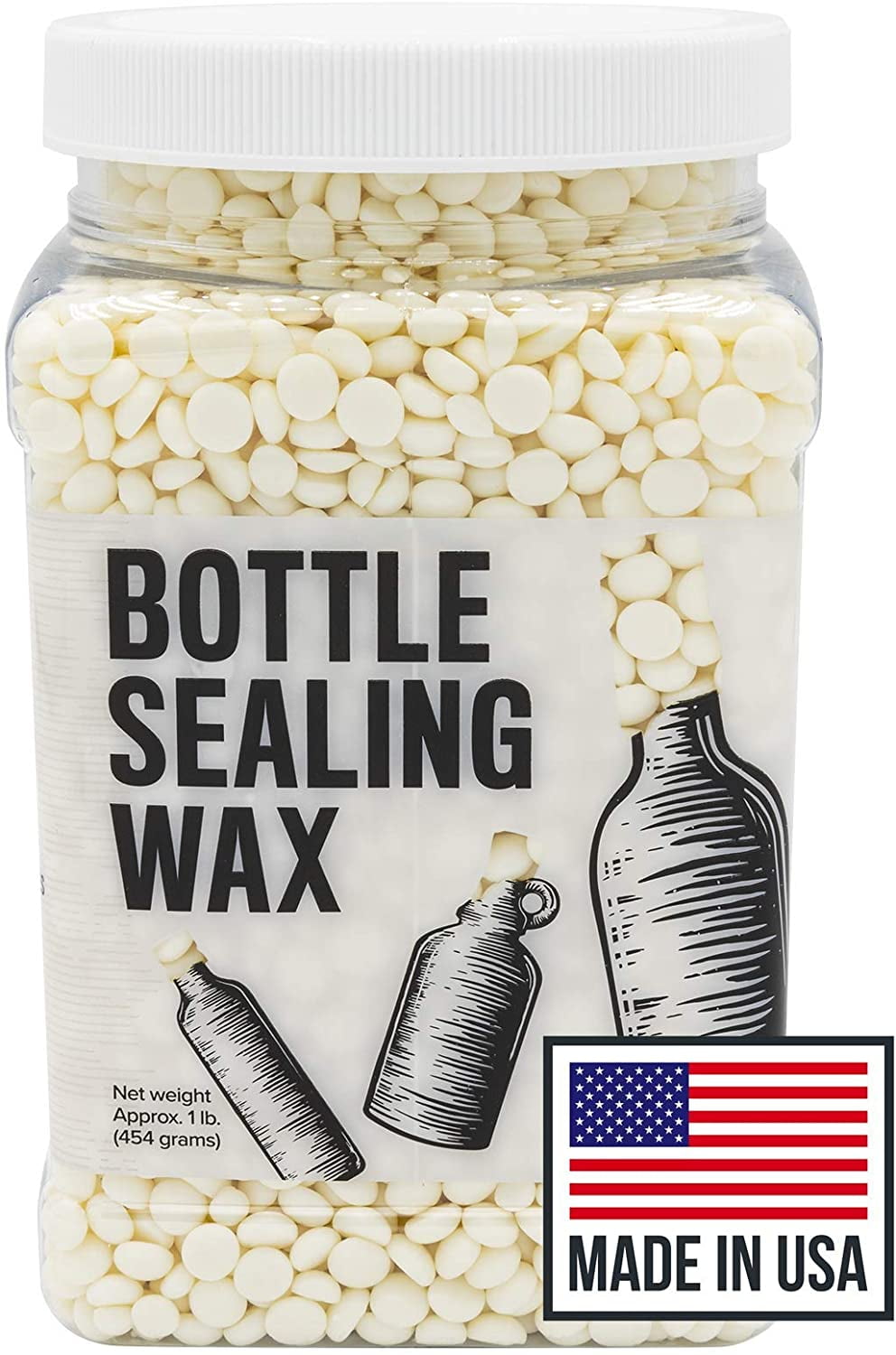 Blended Waxes, Inc. Bottle Sealing Wax 1 lb. Pastilles - Resilient and  Versatile Bottling Wax For Wine, Beer, and Liquor Bottle Sealing - Seals  Between 25-30 Bottles (White) 