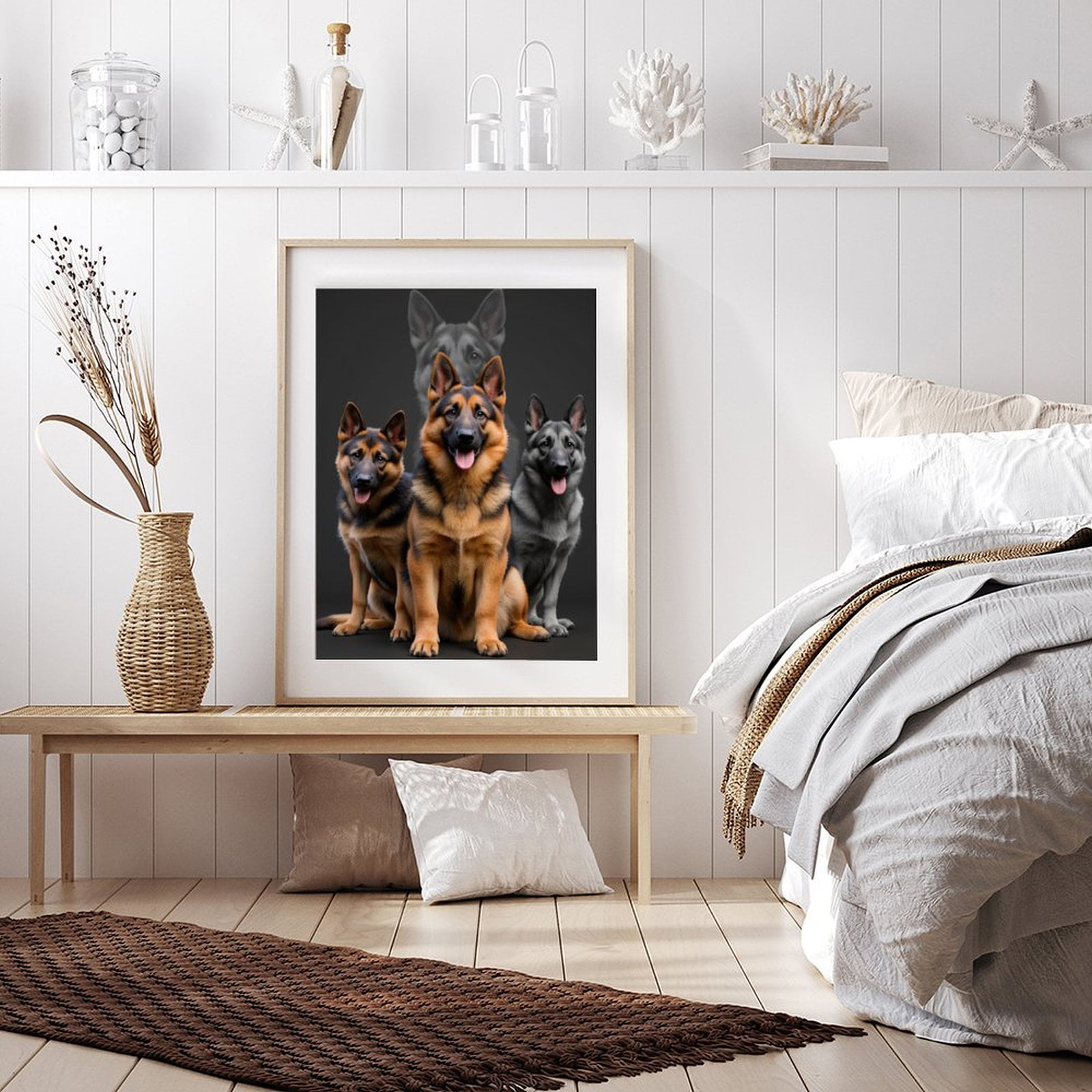 Diamond Art Kits for Adults - 5d German Shepherd Trio Portrait Diamond Painting for Adults, Diamond Art for Adults Beginners, Diamond Painting Kits for Adults for Home Wall Decor