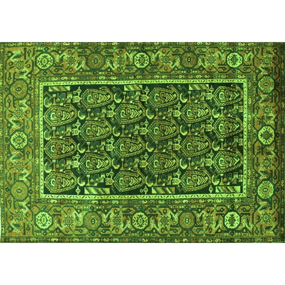 Ahgly Company Indoor Rectangle Persian Green Traditional Area Rugs, 5' x 7'