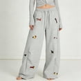 thumbnail image 4 of vigerkar Embroidery Puppy Baggy Barrel Sweatpants Casual Y2K Elastic Drawstring Unisex Wide Leg Pants Lantern Trouser (Grey, M), 4 of 9