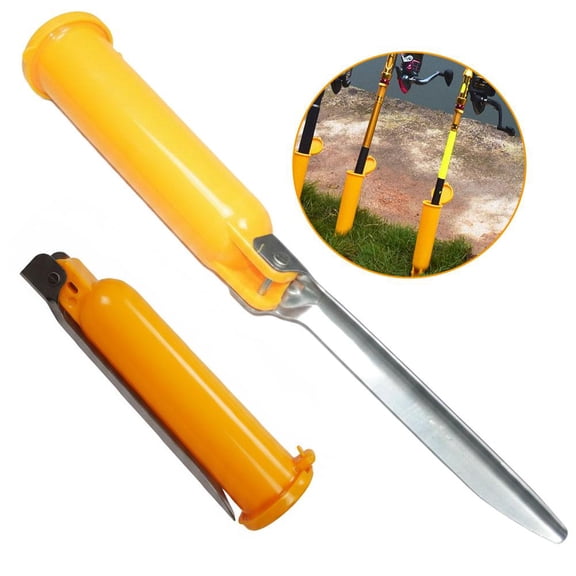 Fishing Rod Holder Ground Spike, Sand Spikes for Surf Fishing, Heavy Duty Stainless Steel Bank Stand, Foldable Portable Fishing-Rod Support with Storage Slot for River Lake Shore Carp Fishing Tool