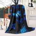thumbnail image 2 of Black Blue Butterfly Pattern Blanket,Comfortable Soft Flannel Throw Blanket,All Season,Warm Lightweight Blankets for Sofa Bed Couch Living Room Chair,60"x80", 2 of 4