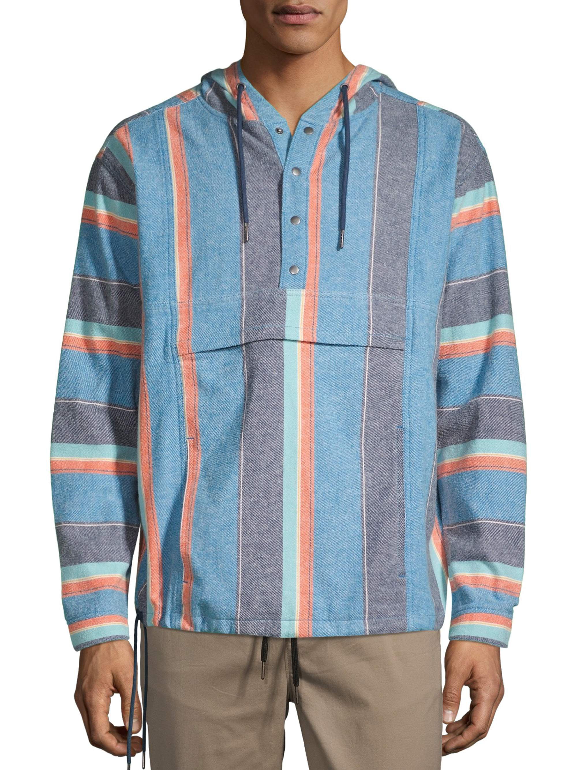 men's size medium vintage 1990s y2k BAJA hoodie southwest BEACH hoodie NEON orange red and black parka