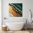 thumbnail image 3 of Teal Orange Marble Wall Art Painting on Canvas, Modern Ink Painting Abstract Canvas Art Home Prints Wall Art Framed Modern Artwork for Living Room Bedroom Wall Decor 12x12in, 3 of 9