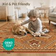 thumbnail image 4 of ODIKA 8'x10' Washable Area Rug Non-Shedding, Easy Care, Orange Deep Red Fall Rust Vintage Ornate Floral Rosette with Distressed Accents for King Size Bedroom Under Bed, Master Suite, 4 of 7