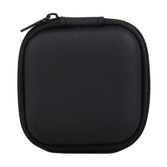 1 Pc Earphone Storage Case, EVA Hard Shell Square Pouch for Earbuds Charger Cable, 7.5cm Velvet Lining Travel Carry Bag