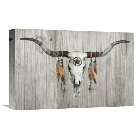 Global Gallery Avery Tillmon 'Longhorn on Wood' Canvas Wall Art