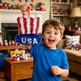 thumbnail image 5 of 11 Inch Patriotic Tinsel Wreath for Front Door, Red White and Blue Hanging Decorations for 4th of July, Memorial Day, and Independence Day, Glitter Wreath for Home (B), 5 of 5
