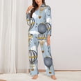 thumbnail image 2 of Balery Balloon Vintage Conjunto de Pijama con Estampado para Mujer, Conjunto de Dos Piezas con Manga Larga, Ropa de Dormir Suave con Bolsillos, Pijamas Cómodos-Small, 2 of 7