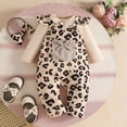 thumbnail image 6 of TOWED22 Newborn Infant Girl Fall Winter Clothing 3 Pcs Outfits Long Sleeve Crew Neck Print Romper Jumpsuit Pants Headband Bodysuit Set(Beige,0-3 M), 6 of 9