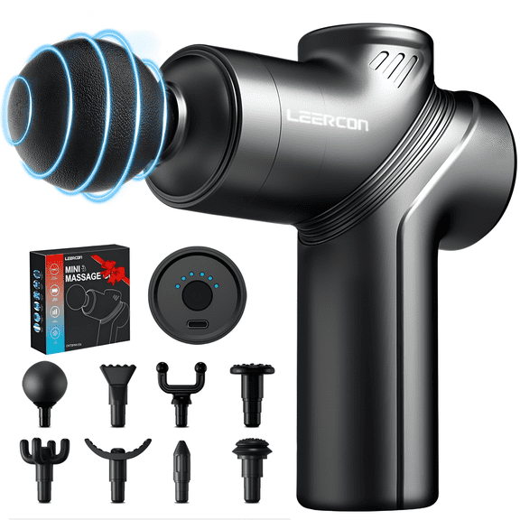 LEERCON Massage Gun for Pain Relief with 8 Interchangeable Heads & 6 Speeds