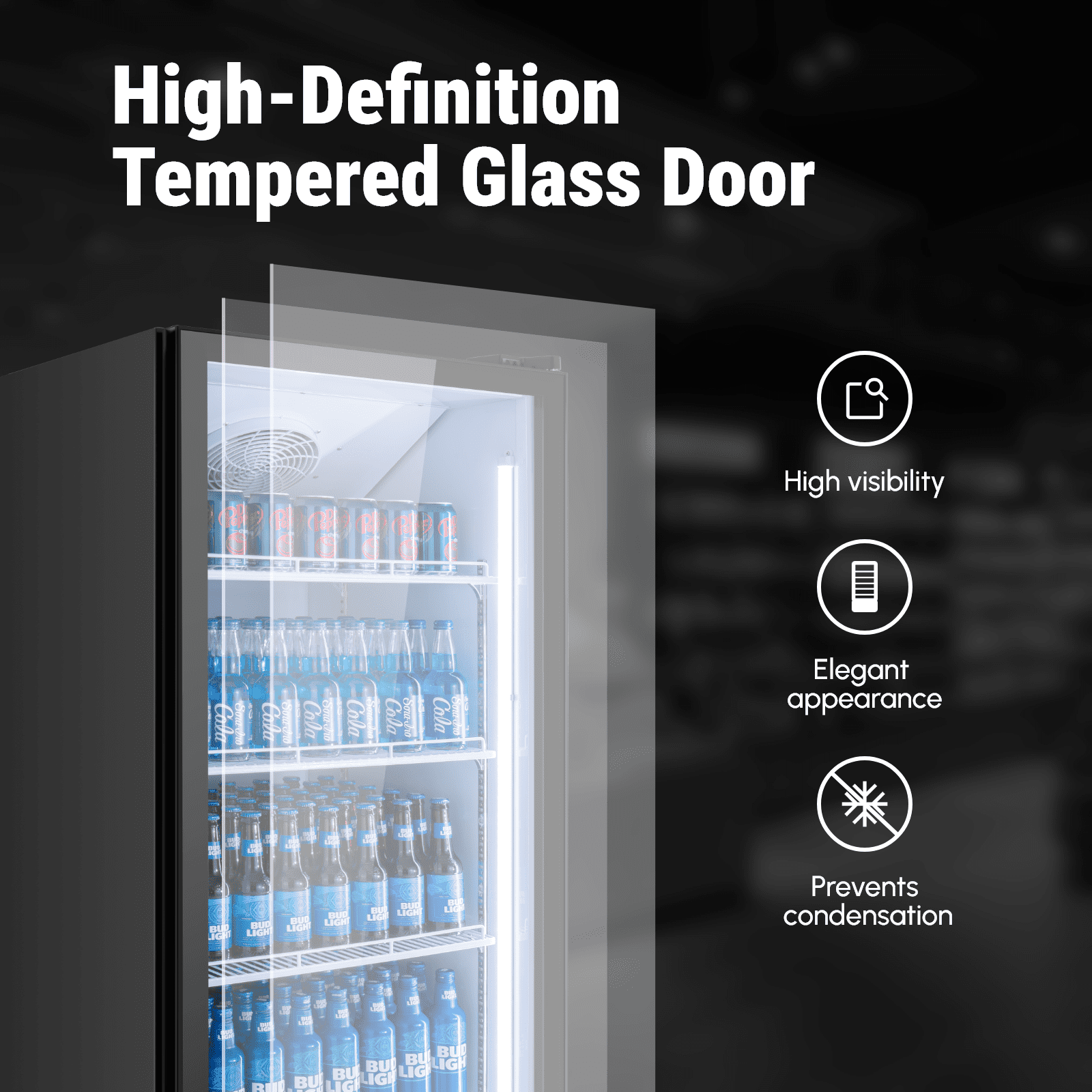 Yeego 17.48 Cu. Ft Commercial Refrigerator,350 Cans Merchandiser Refrigerator with LED Light & Adjustable Shelves
