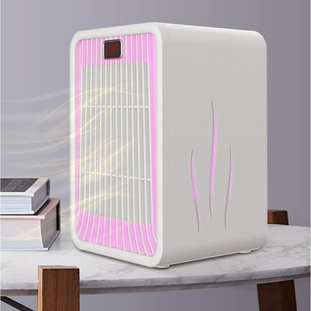

Nhthy LED Colorful Lamp Heater Desktop Electric 1000W Ceramic Smart Display Heater Quiet Operation Overheat Protection Colorful Night Light Heater Timing Function Three-speed Wind. White
