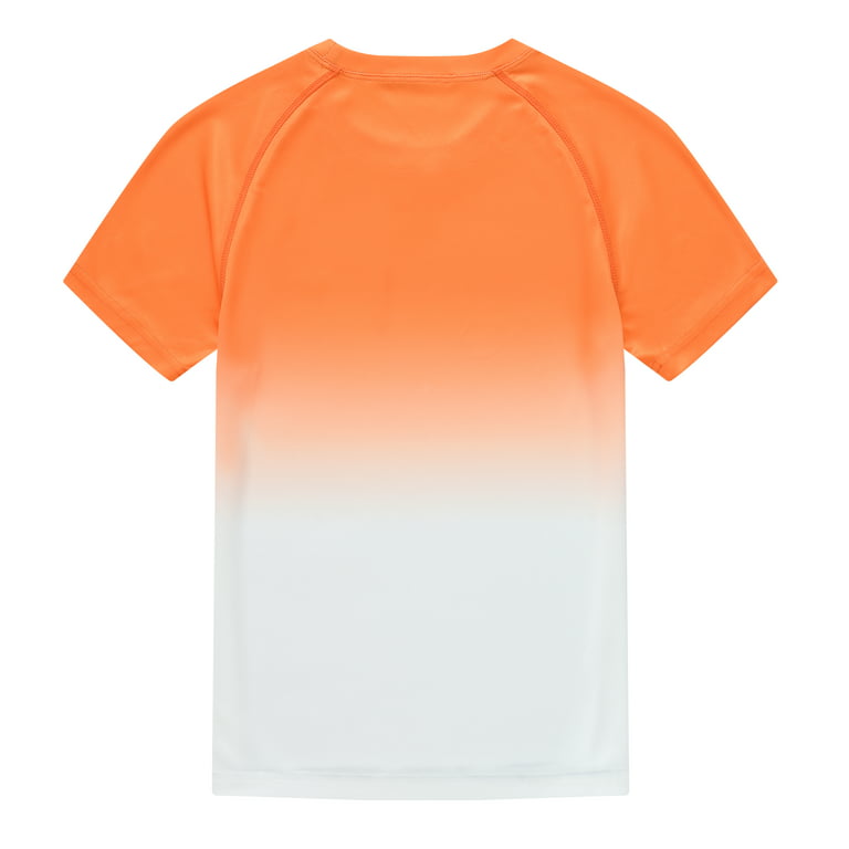 YuKaiChen Boys UPF 50+ Rash Guard Swim Shirt Youth Short Sleeve Hiking  Shirts Quick Dry Fishing Tee Tops Orange gradient M 