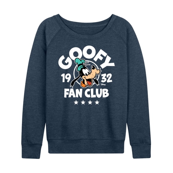 Disney - Goofy Fan Club Lightweight French Terry Wide Neck Long Sleeve Graphic Shirt