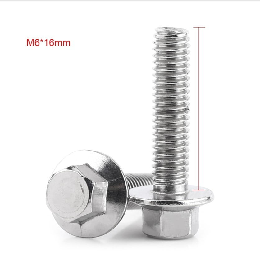 FULLY THREADED FLANGE HEAD BOLTS A2 STAINLESS STEEL M6 FLANGED HEXAGON SCREWS 