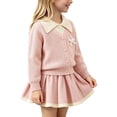 thumbnail image 2 of Enjoytime Girls 2 Piece Outfits Long Sleeve Button Knit Sweater Pleated Skirt Matching Set Cute Dressy Holiday Party Kids Toddler Clothes, 2 of 5