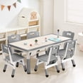 thumbnail image 1 of Para niños mesa y sillas set, para niños pequeños height - adjustable escritorio con superficie con grafiti, 6 asientos, 1 of 5