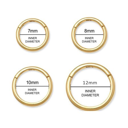 Anygolds 14K Real Solid Gold Hoop Earring - Gold Nose Lip Eyebrow Cartilage Daith Helix Tragu Conch Rook Snug Body Hoop Ear Piercing Jewelry 18 Gauge 8 mm - MBJ2655Y Yellow Gold
