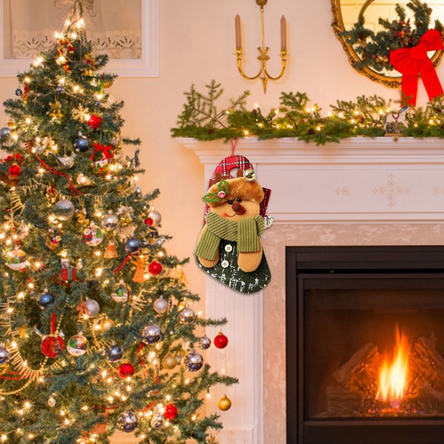 Fiudx Liquidación De Navidad Decoraciones Navideñas Colgante De Papá Noel Bolsa De Regalo De Calcetín Navideño Bolsa De Dulces Para Árbol De Navidad