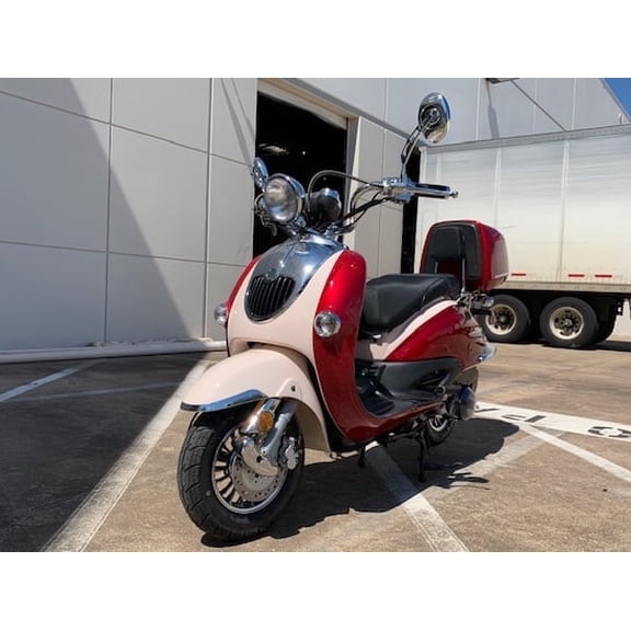TrailMaster Sorrento 150 Scooter, 149.6cc 4-Stroke Engine, CVT Automatic, Electric & Kick Start, Max Speed 51 MPH, Dual Seat, (Pre-Assembled, Red)