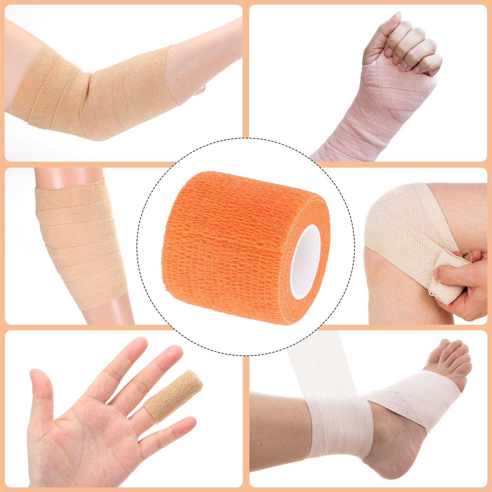 12 Rolls Adhesive Elastic Tape Elastic Bandage,2" x 5 Yards Wrap Stretch Wrist Knee Tape,Fluorescent Orange