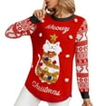thumbnail image 2 of Cute Merry Christmas Sweaters for Women 2025 Long Sleeve Crewneck Jacquard Embroidered Pullover Sweater Jumper Tops, 2 of 6