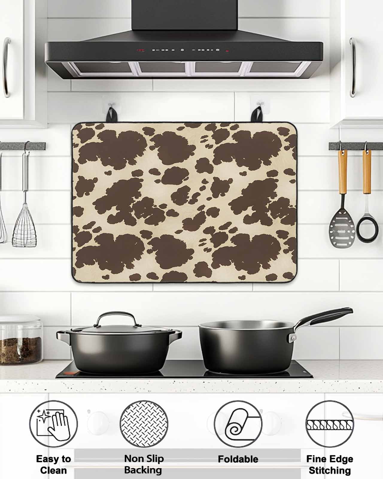 Stove Top Covers for Electric Stove, Brown Beige Glass Stovetop Cover Protector, Modern Animal Texture Abstract Induction Cooktop Protector Oven Mat for Kitchen Countertop 24"x21"