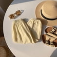 thumbnail image 4 of Gubotare Baby Girls Pants Toddler Girl Summer Pants Long Bloomers Girls Lightweight Cotton Wide Leg Harem Pants Elastic Waist 4T 5T (Beige,4-5 Years), 4 of 8