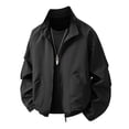thumbnail image 2 of Zysthvn Casual Jackets for Men Winter Outdoor Fall Zip up Lightweight Coats for Men Long Sleeve Stand Collar Workwear with Pockets Solid, 2 of 7