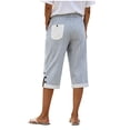 thumbnail image 5 of Women's Striped Capris Pants Straight Leg High Elastic Waist Trousers Summer Hiking Travel Casual Cropped Pants, 5 of 6