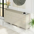 thumbnail image 2 of WAMPAT 3-in-1 Buffet Cabinets for Dining Room, 70.8" Kitchen Wood Sideboards with Drawers and Doors, Modern Coffee Bar Server Table with Adjustable Shelves for Living Room, Beige Linen, 2 of 6