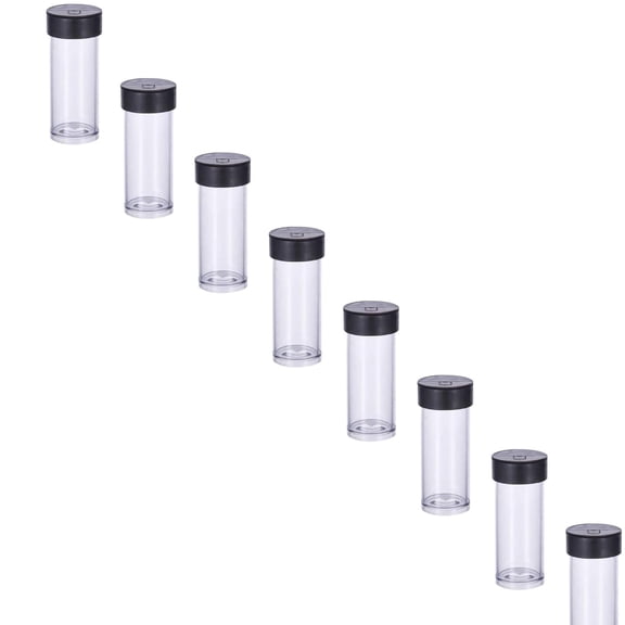 Souew 12 Pcs Clear Plastic Storage Tubes With Black Lids 1.8X5.6Cm, Empty Beads Containers Small Test Bottles For Craft Supplies & Jewelry Organization