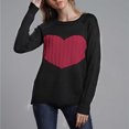 thumbnail image 4 of Lilgiuy Woman Love Long Sleeves Round Neck Loose Tops Blouse Knitted Sweater,Red,10 Fall Fashion for 2022 Spring Winter, 4 of 5