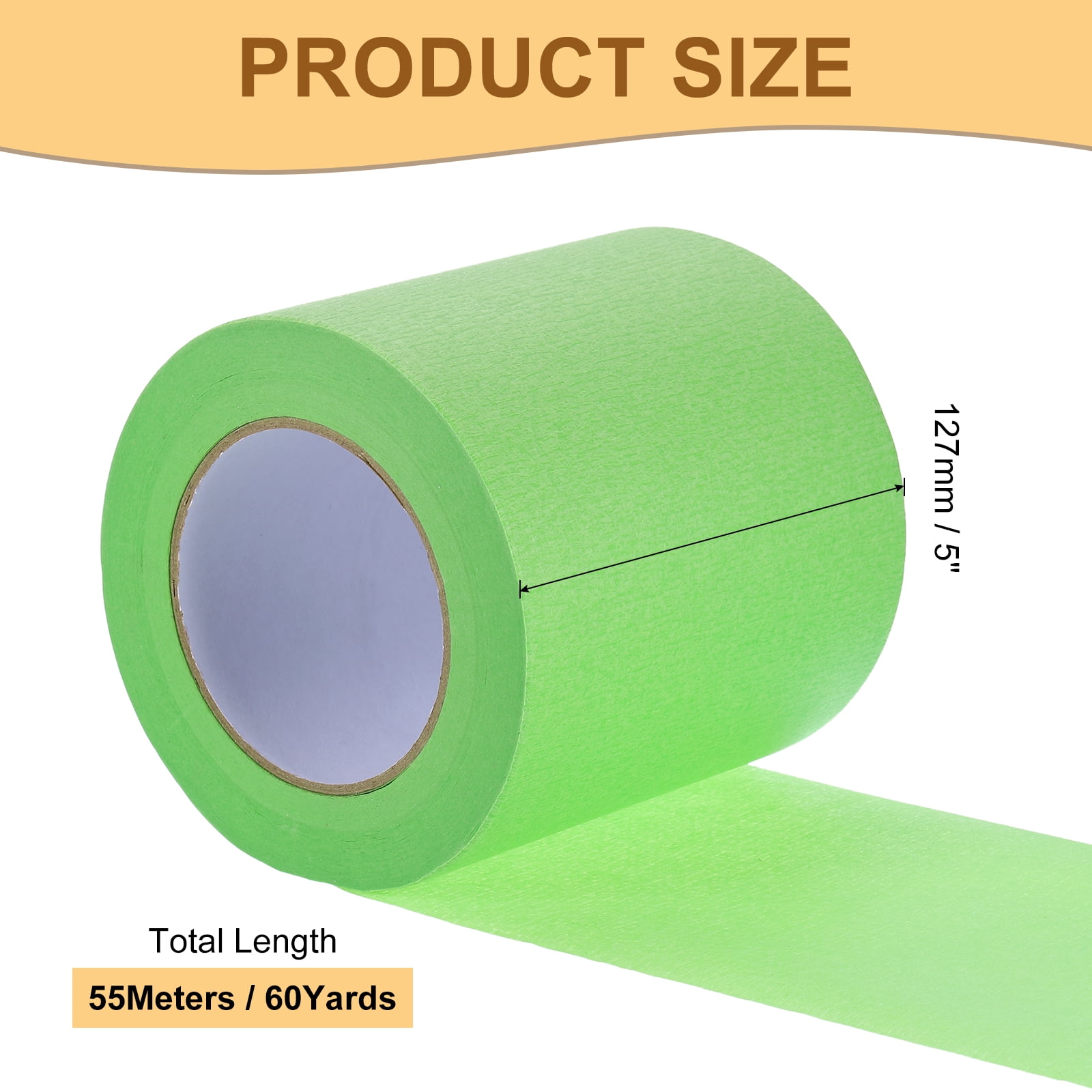Masking Tape Green Painters Tape Paper Tape [for Crafts DIY Walls Painting Decoration]- 5 Inch x 60 Yards/1 Roll