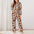thumbnail image 2 of Yiaed Pinecone Autumn Pattern Print Pajamas Women's Long Sleeve Sleepwear Soft Button Down Loungewear Pjs Lounge Set Nightwear Womens Pajama Pants-, 2 of 7