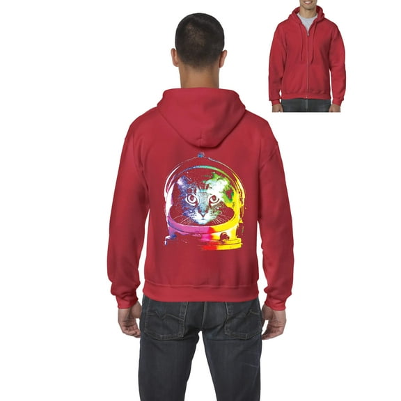 Artix - Men's Sweatshirt Full-Zip Pullover, up to Men Size 5XL - Space Cat