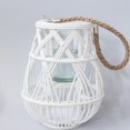 thumbnail image 1 of Set of 4 Wood With Open Weave Look And Rope Handle Lantern, 1 of 1