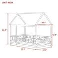 thumbnail image 3 of Twin Size Floor Bed with Roof and Fence, Wood House Bed Frame for Bedroom, Easy Assemble, No Box Spring Needed, Grey, 3 of 8