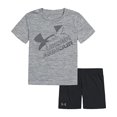 thumbnail image 2 of Under Armour boys Sleeve Tee Set, Lightweight Breathable T Shirt and Short Set, Steel, 6 US, 2 of 3