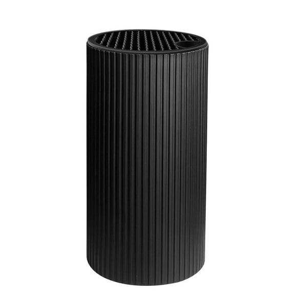 Knife Block without Knives Universal Kitchen Knife Holder Round Compact Empty Knife Storage Stand with Sharpener Rod and Scissor Slot