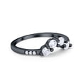 thumbnail image 2 of Curved Wedding Eternity Band Black Tone CZ 925 Sterling Silver Ring Size 10, 2 of 4