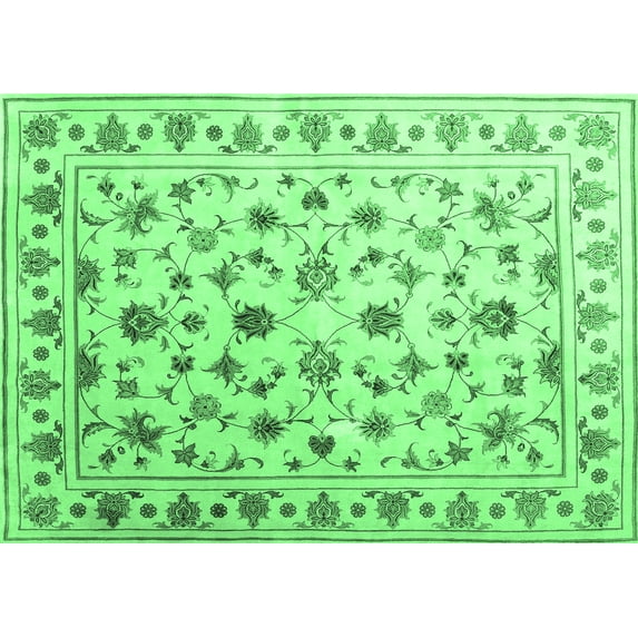 Ahgly Company Indoor Rectangle Persian Emerald Green Traditional Area Rugs, 8' x 10'