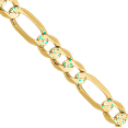 thumbnail image 2 of 10K Solid Yellow Gold 5.5mm Concave Figaro Link Chain Necklace, 2 of 4