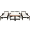 thumbnail image 6 of Resenkos 4 Pieces Patio Rattan Acacia Wood Furniture Set, Wicker Furniture Sets, Patio Conversation Sets with Cushions and Armrest, 6 of 8