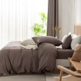 thumbnail image 4 of ZOVAN Duvet Cover Set 100% Washed Cotton Super Soft Breathable Durable ( Mauve Brown, King), 4 of 9